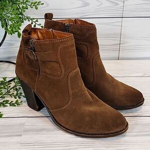 Lucky Brand suede ankle booties - caramel brown Women's Size 9M